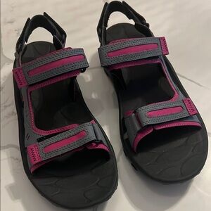 Women's Black and Pink Sandals